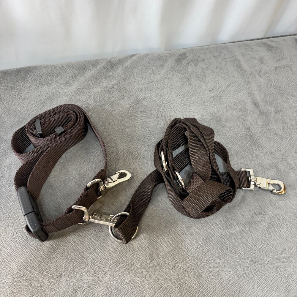 Dog Walking Belt System With Leash Hands-Free Brown Nylon For Large Dogs Adj